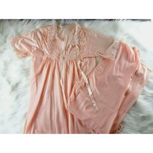 Vintage S 2 Pc Pajama Set Rikki Peach Top Pants
